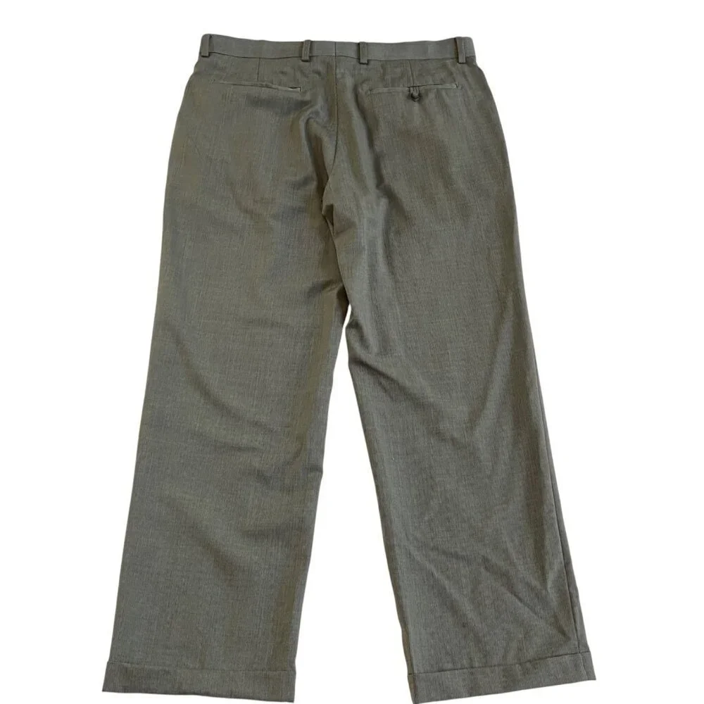 Banana Republic Modern Fit Pants Mens 33 Wool Blend Flat Front Cuffs Gray Stripe